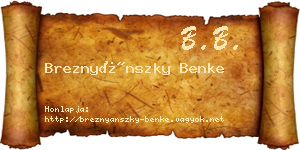 Breznyánszky Benke névjegykártya
